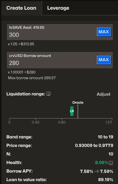 Loan parameters interface
