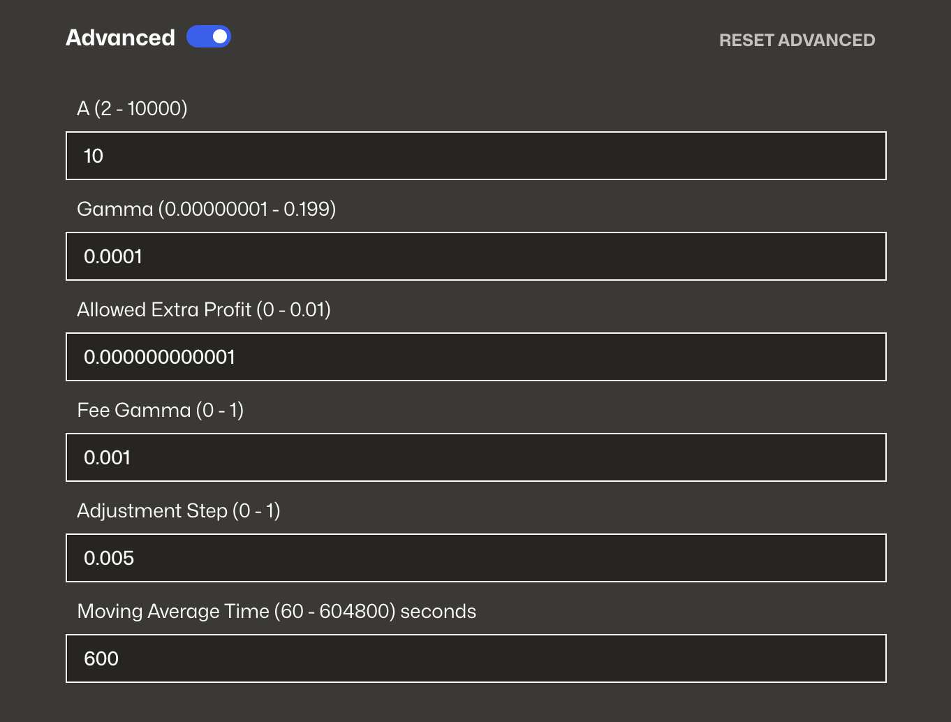 Advanced Parameters