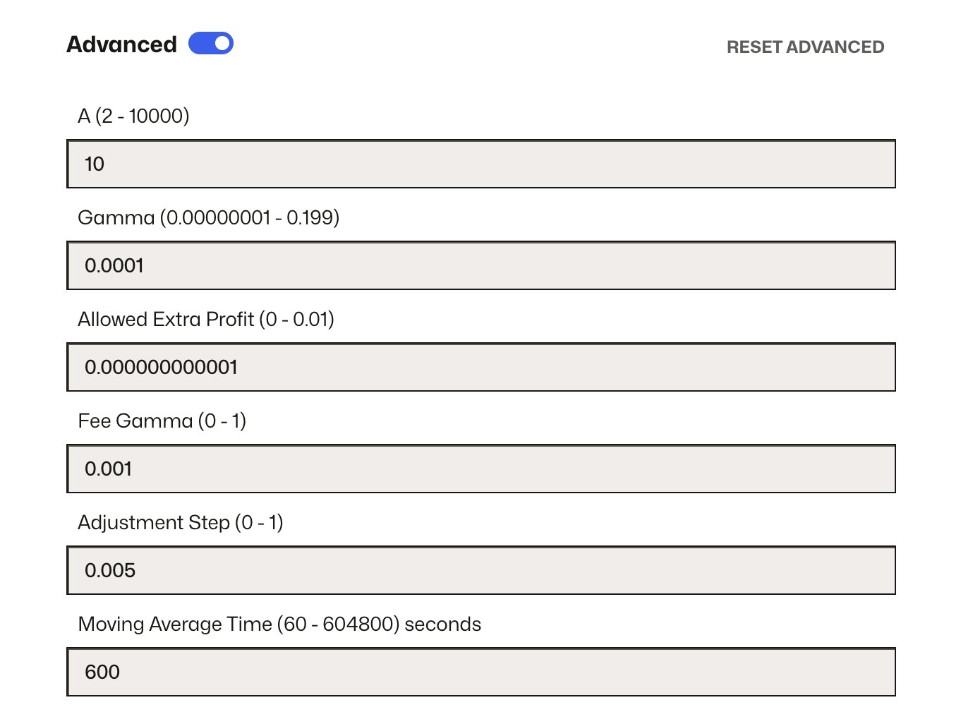 Advanced Parameters